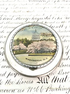 Vintage Souvenir Compact Washington D.C. U.S Capitol Cherry Blossoms • $25