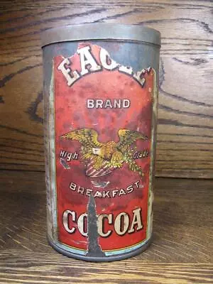 Antique EAGLE BRAND BREAKFAST COCOA Tin MANHATTAN BAKING POWDER CO. MY ~ Label • $14