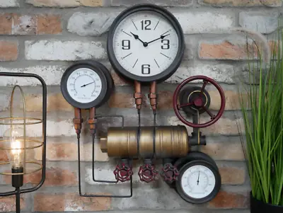 Industrial Pipe Wall Clock Vintage Steampunk Style Pipe Waterworks  • $37.29