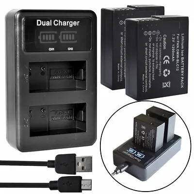 2X DMW-BLC12 Battery+ Charger For Panasonic Lumix DMC-GH2 DMC-G70 DMC-GX8 G7 G81 • £29.99