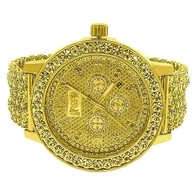 Gold Canary Mens Genuine Diamond Custom Watch Round Analog Joe Rodeo Jojo Jojino • $249.99