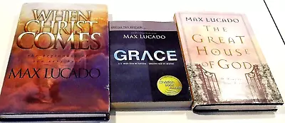 Lot Of 3 Books By Max Lucado - When Christ Comes The Great House Of God Grace • $15.99