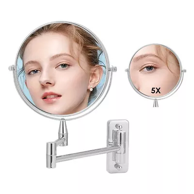 Wall Mounted 5x Magnifying Makeup Mirror Extendable Double Sided Shaving Mirror • £18.95