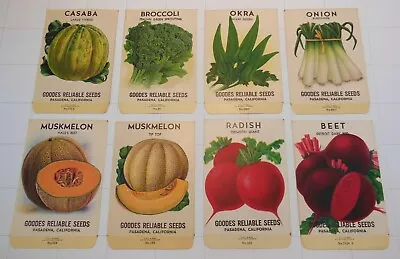 8 Vintage FRUIT & VEGETABLE SEED PACKETS (S66)-Schmidt Litho-Goodes-3 1/4  X 5  • $14