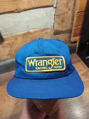 Vintage Wrangler Racing Team Hat Cap Mesh Snapback Trucker Patch Swingster USA • $29.99