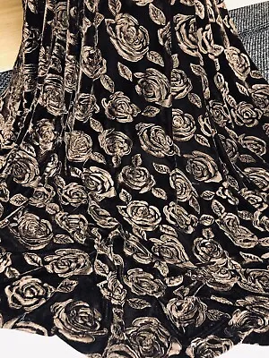 1 Mtr Brown Rose Self Print Velour Velvet Fabric..58” Wide (147cm) • £8