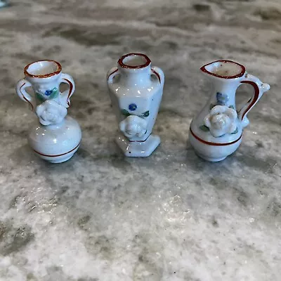 Set Of 3 Mini Vases “made In Occupied Japan” - Almost 2 Inches High • $12