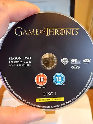 Game Of Thrones Season 2 Dvd Disk Number 4 • £2.49