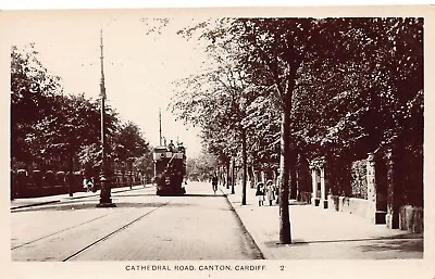 Postcard  Cardiff Cathedral Road Canton Tram Animated Scene  Rp • £9.90