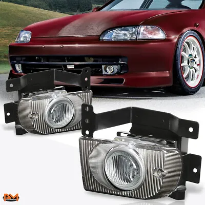 For 92-95 Honda Civic 4Dr OE Style Clear Lens Front Bumper Fog Light/Lamp+Switch • $47.89