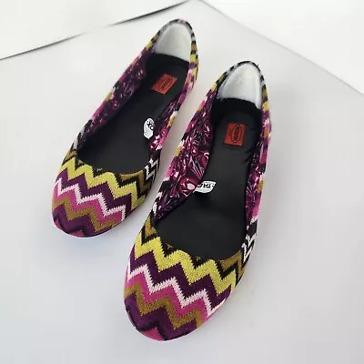 Missoni Target Chevron Flats 9 Women's Zig Zag Shoes Ballet Pink Purple Boho   • $30