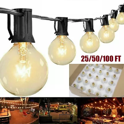 $51.99 • Buy 25/50/100FT Outdoor String Lights G40 Hanging Globe Patio Bulbs Waterproof NEW