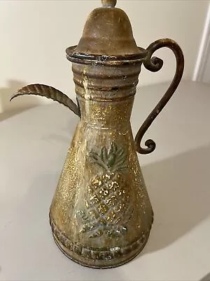 LARGE Hammered  Metal Vintage Watering Pitcher Jug Pot 14”. • $16