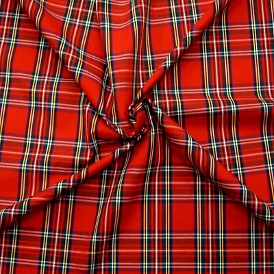 £4.50 • Buy Polycotton Fabric Tartan Royal Stewart Check Patriotic Scottish Kilt 145cm Wide
