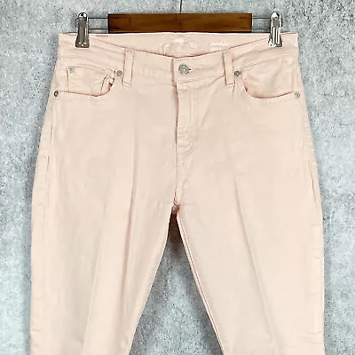 7 For All Mankind Gwenevere Womens Ankle Raw Hem Jeans Size 29 Stretch Peach • $13.29