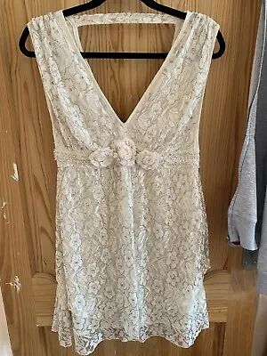 Miss Selfridge Cream Gold Embellished Dress Size 10 • £15