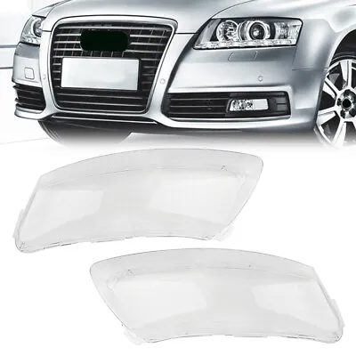 Right + Left Headlight Lens Lampshade Clear Shell Cover For Audi A6 C6 2006-2011 • $49.98