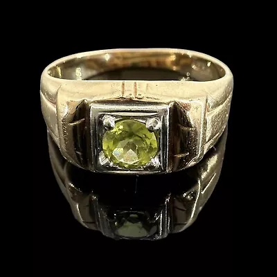 Vintage 14k Yellow Gold Peridot Band Ring Sz 8.25 2.7 Grams Estate Found Mens • $294.95