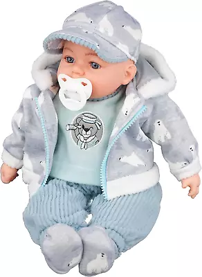 18  Soft Bodied New Born Boy Baby Doll Toy With Dummy And Crying Talking Baby • £28.55