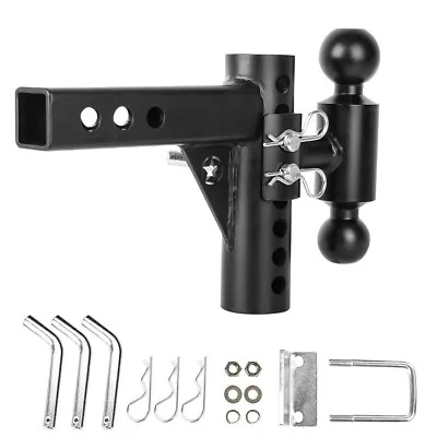 Aaiwa 2Inch Receiver Trailer Towing Hitch Adjustable Shank Dual Ball 12500lbs • $69.89