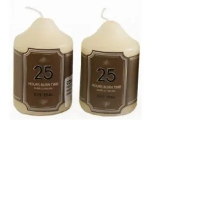 2 Unscented Thick Round White Classic Church Pillar Table Candles Long Burn Time • £6.50