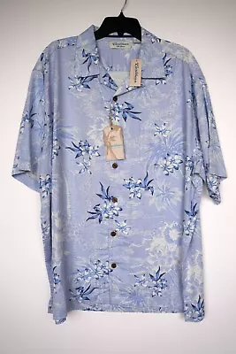 Roundtree Yorke Caribbean Short-Sleeve Shirt XL Tropical Textured Silk Blend NWT • $26.95
