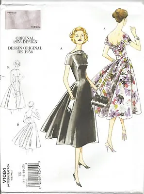 Vogue Sewing Pattern 1084 Retro 1956 Dress And Belt Sizes 14 - 20 New  • $10.49