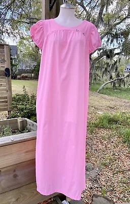 Vintage Pink Cap Sleeve Long Lingerie Maxi Dress Nightgown SZ M Nylon NEW NOS • $38