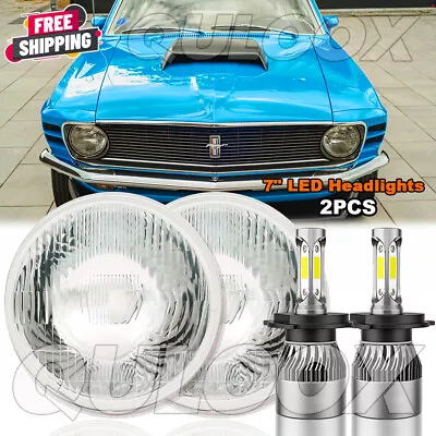 For Ford Mustang F-150 Pickup 7  Inch Round LED Headlights Halo Angel Eyes DRL • $88.20