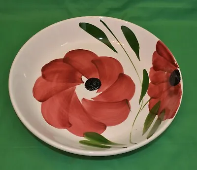 Large 11.5  ITAL CERAMICA STOVIGLIERIE DIPANTIMANO PASTA BOWL Red Flower Italy • $69.10