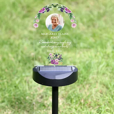 Personalised Solar Light Up Memorial Grave Marker Your Photo Headstone Plaque • £19.99