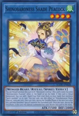 Yugioh! Shinobaroness Shade Peacock - AGOV-EN028 - Common - 1st Edition Near Min • $0.99