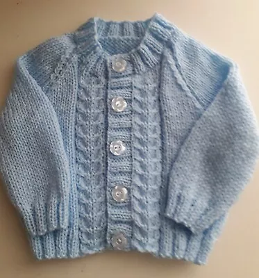 Hand Knitted  Baby Cardigan Approx 3 Months NEW Blue  • £5.50