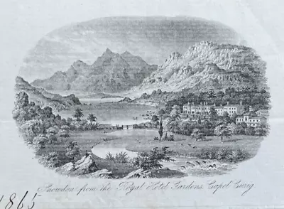 Antique Print Snowdon From The Royal Hotel Gardens Capel Curig C1860 • £4