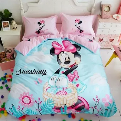 Disney's Minnie Mouse Sunshiny 100% Cotton Twin Full Queen Comforter Set • $242.75