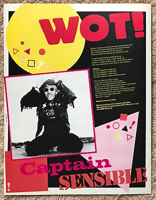 CAPTAIN SENSIBLE - WOT 1982 Full Page UK Lyric Poster THE DAMNED • £3.95