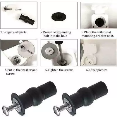 2pcs Toilet Seat Hinges Blind Hole Fixings Expanding Rubber Nuts Screws F9C2 • $5.04