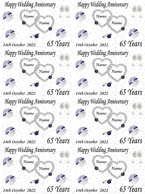 £4.19 • Buy Personalised 65th Blue Sapphire Wedding Anniversary Wrapping Paper ADD NAMES