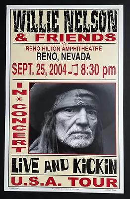 2004 WILLIE NELSON CONCERT POSTER FRANK BROS SHOW PRINT RENO NEVADA Rare 1/200 • $89.95