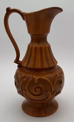 Vintage 1970s Haeger USA Pitcher Vase Fern Blended Glaze Burnt Orange 12  Tall • $50