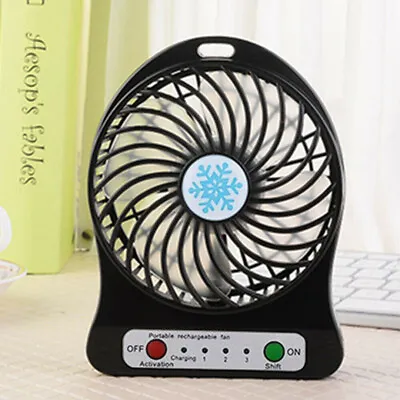 $11.78 • Buy New Black Mini Portable Rechargeable Fan USB Charging Fan Air Cooler LED D