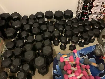 NEW CAP COATED RUBBER HEX DUMBBELLS Select-weight 101520253040LB FREE SHIP • $49.99