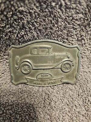 50th Anniversary Model A Ford Car Collectors Vintage 1976 HAAS Belt Buckle • $29.99