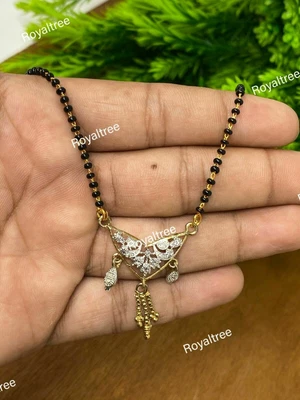 $7.85 • Buy Gold Plated Indian Mangalsutra Black Bead Bead Chain Women Jewelry Pedant Set