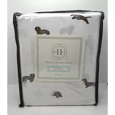 Modern Southern Home Dachshund Wiener Dog Queen Sheet Set • $36.95