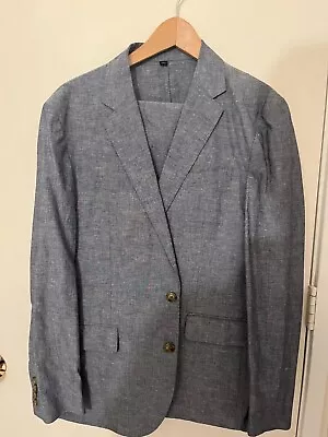 J.Crew Ludlow Slim-fit Unstructured 2pc Suit Cotton-linen Cool Water 40S & 34x30 • $100