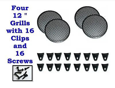 (4) 12  Inch Grill Waffle Speaker Sub Woofer Speaker Grills With Clips And Screw • $23.67
