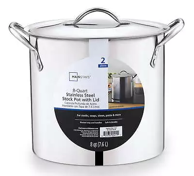 8QT/ 12-Qt Stainless Steel Stock Pot With Metal Lid • $12.59