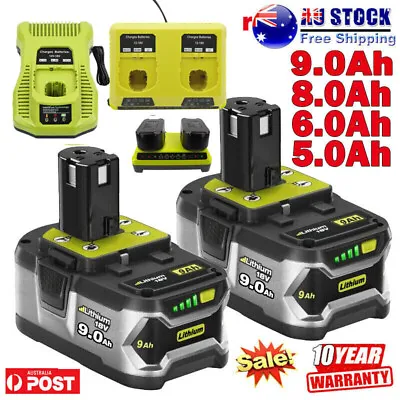 2X 6.0Ah 9Ah 18V Lithium Genuine Battery For RYOBI P108 ONE+ PLUS P107 / Charger • $184.99