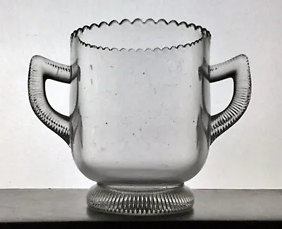 EAPG Antique IT&G #137  PLEAT BAND  Greentown Clear Glass Spooner Spoon Vase • $7.50